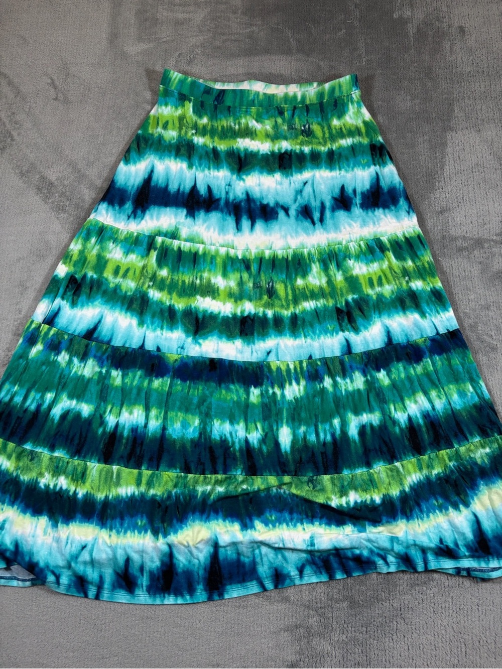 Chico's Tie-Dye Tiered Maxi Skirt - Blue & Green